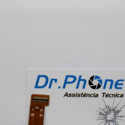 Etiqueta Dr.Phone Assistência Técnica com fita flexível eletrónica e imagem de vidro rachado