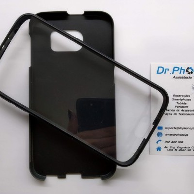 Capa preta de telemóvel e cartão de visita Dr.Phone