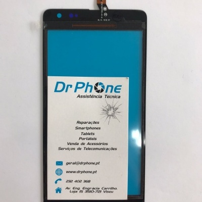 Painel frontal de ecrã táctil preto para smartphone com etiqueta de assistência técnica Dr Phone