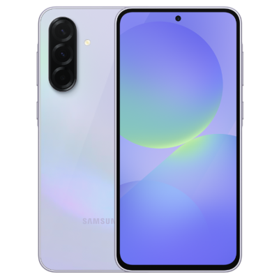 Smartphone Samsung branco perolado com três câmaras e ecrã frontal com câmara central.