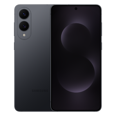 Smartphone preto Samsung com câmaras traseiras duplas e ecrã frontal