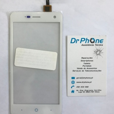 Ecrã tátil branco para smartphone com cartão de visita da Dr Phone