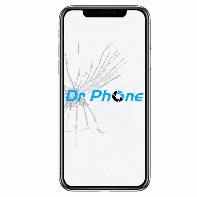 Smartphone com ecrã partido e texto Dr Phone