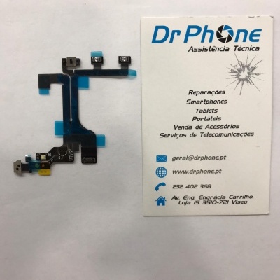 Componente interno de smartphone preto ao lado de cartão de visita Dr Phone.