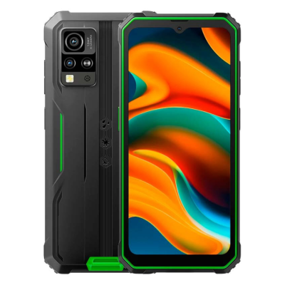Smartphone robusto preto com verde e ecrã colorido