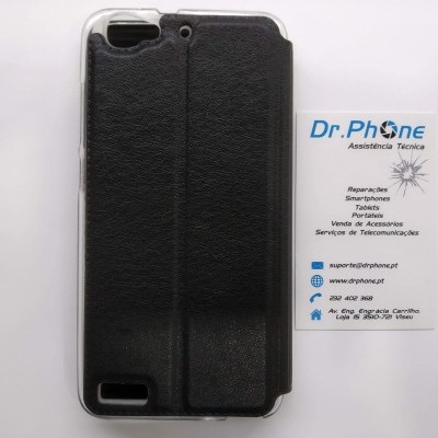 Capa preta para smartphone em pele sintética com cartão Dr.Phone