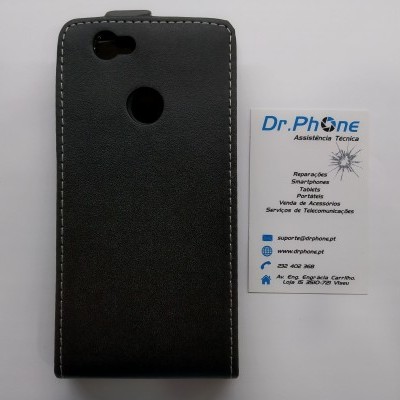 Capa de telemóvel preta com cartão de visita Dr. Phone