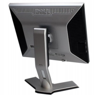 Monitor de computador prata e preto visto de trás