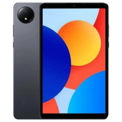 Tablet cinzento com ecrã colorido e lente de câmara circular grande na traseira