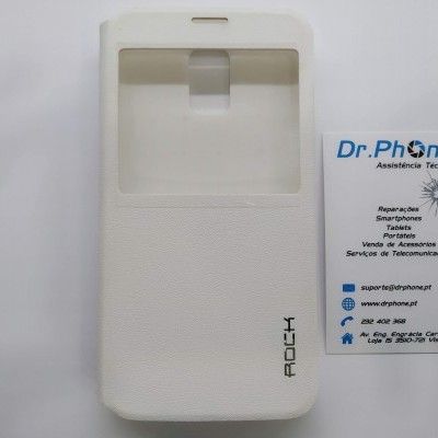 Capa branca para telemóvel da marca ROCK com cartão de visita da Dr.Phone