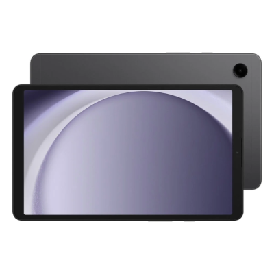 Tablet com ecrã táctil preto e traseira cinzenta com câmara circular