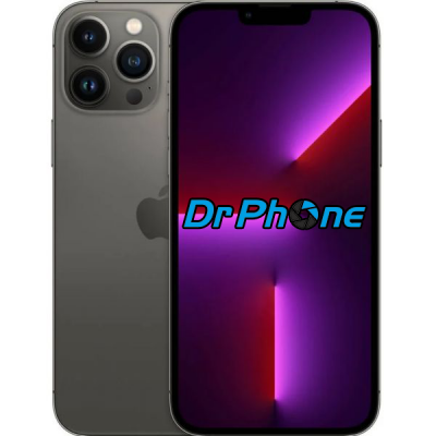 Smartphone cinzento com três câmaras e ecrã com texto DrPhone