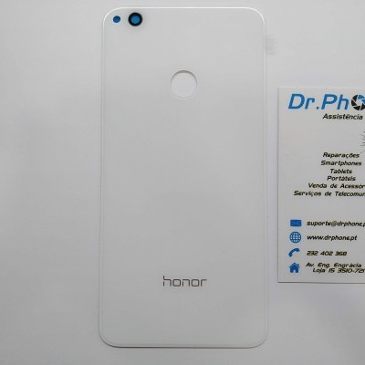 Smartphone Honor branco com cartão de visita Dr.Phone