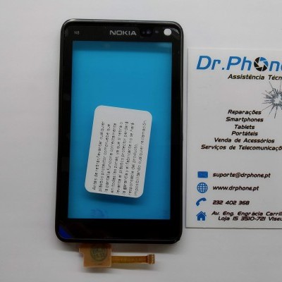 Ecrã táctil preto para smartphone Nokia com cartão de visita da Dr.PHONE