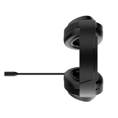 Headset preto com microfone e almofadas acolchoadas