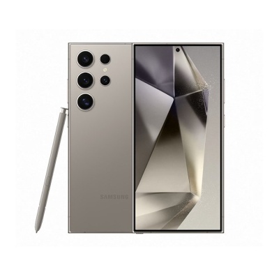 Smartphone Samsung cinza com quatro câmaras traseiras e caneta