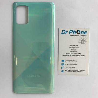 Capa protetora para smartphone Samsung verde translúcida com cartão de visita da loja Dr Phone