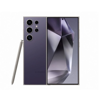 Smartphone Samsung roxo com quatro câmaras traseiras e caneta stylus