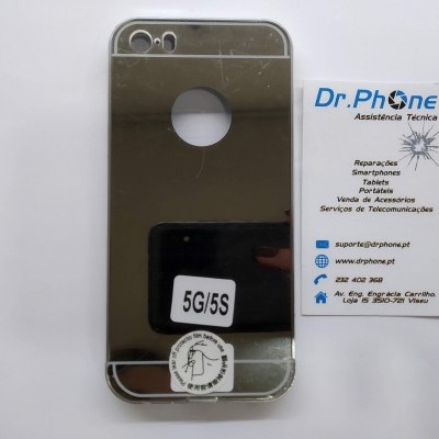 Capa móvel prateada espelhada para iPhone 5G/5S com cartão de assistência técnica Dr.Phone
