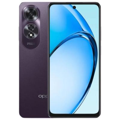 Smartphone OPPO roxo com ecrã frontal grande e câmara dupla traseira