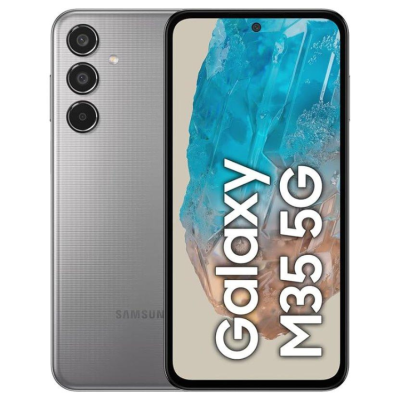 Smartphone Samsung Galaxy M35 5G cinzento com três câmaras