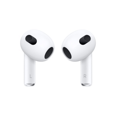 Auriculares sem fios brancos com marcas L e R