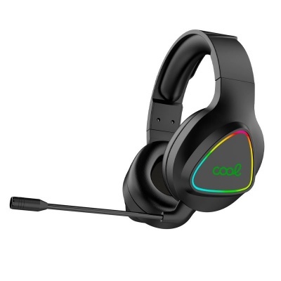 Headset preto com microfone e iluminação LED colorida