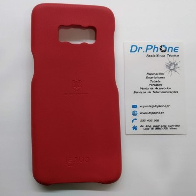 Capa para smartphone vermelha em silicone junto a cartão de visita Dr.Phone