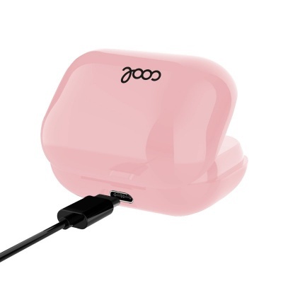 Estojo cor de rosa para auriculares com porta USB-C e cabo