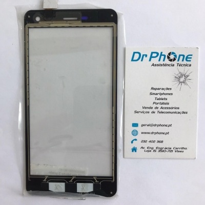 Tela tátil preta para smartphone com cartão de visita da assistência técnica