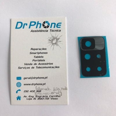 Cartão da Dr Phone e adesivo plástico preto com recortes azuis