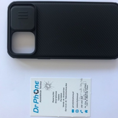 Capa preta para smartphone com proteção para a câmara e cartão DrPhone