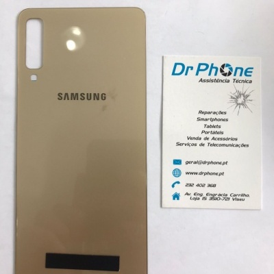 Tampa traseira bege para Samsung e cartão de visita da Dr Phone