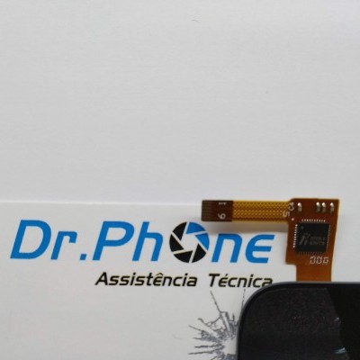 Painel frontal de ecrã tátil sobre cartão com logótipo Dr.Phone