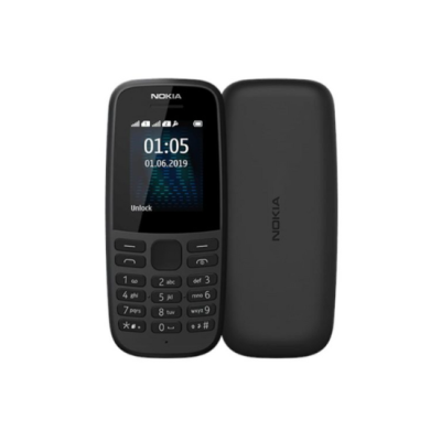 Telemóvel Nokia 105 preto com teclado físico e ecrã colorido