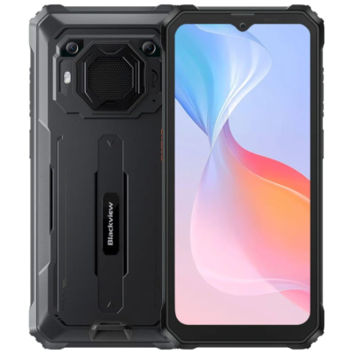 Smartphone Blackview robusto preto com câmara traseira hexagonal e ecrã colorido