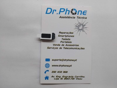Cartão de visita da Dr.Phone com clip preto