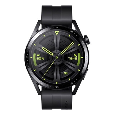 smartwatch preto com mostrador digital verde e preto