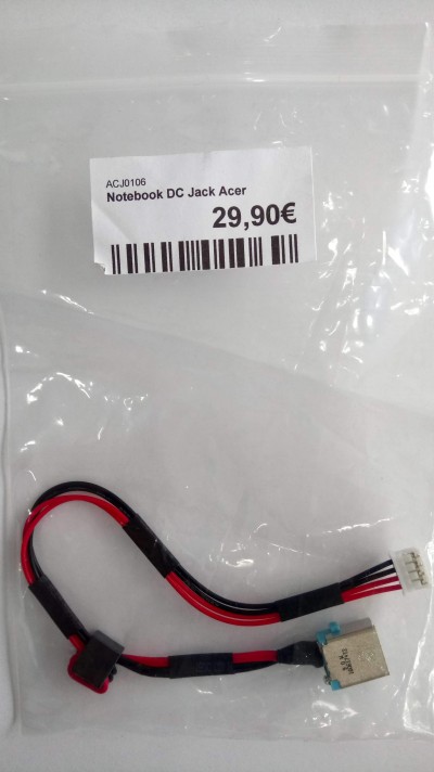 Cabo adaptador Notebook DC Jack Acer em saco plástico com etiqueta