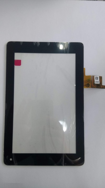 Ecrã tátil de substituição para tablet com moldura preta e conector flexível amarelo