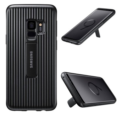 Capa protetora preta Samsung com suporte para smartphone