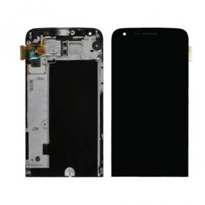 Ecrã táctil preto e componente interno de telemóvel lado a lado