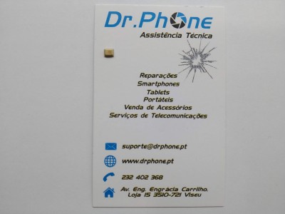 Cartão de visita Dr.Phone Assistência Técnica com contactos e serviços