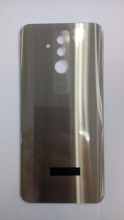 Tampa traseira metálica prateada para smartphone com recortes para câmara