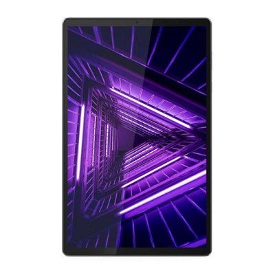 Tablet com ecrã padrão luminoso triangular roxo e azul