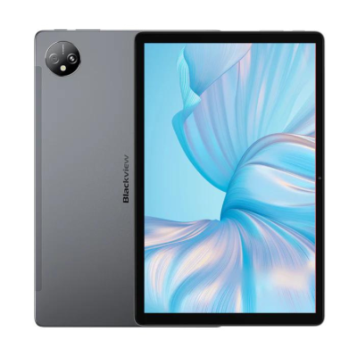 Tablet Blackview cinza com câmara dupla e ecrã grande azul