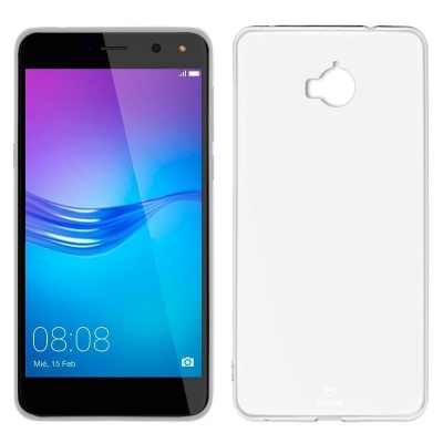 smartphone preto com ecrã colorido e capa protetora transparente ao lado