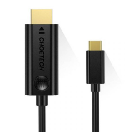 Cabo preto HDMI para USB-C com marca CHOETECH