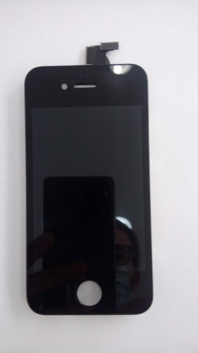 Ecrã de substituição para smartphone preto com botão circular e conector flex