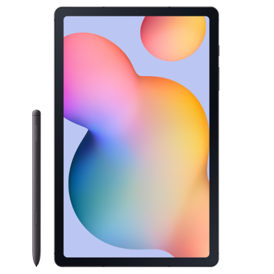 Tablet preto com ecrã colorido e caneta digital preta